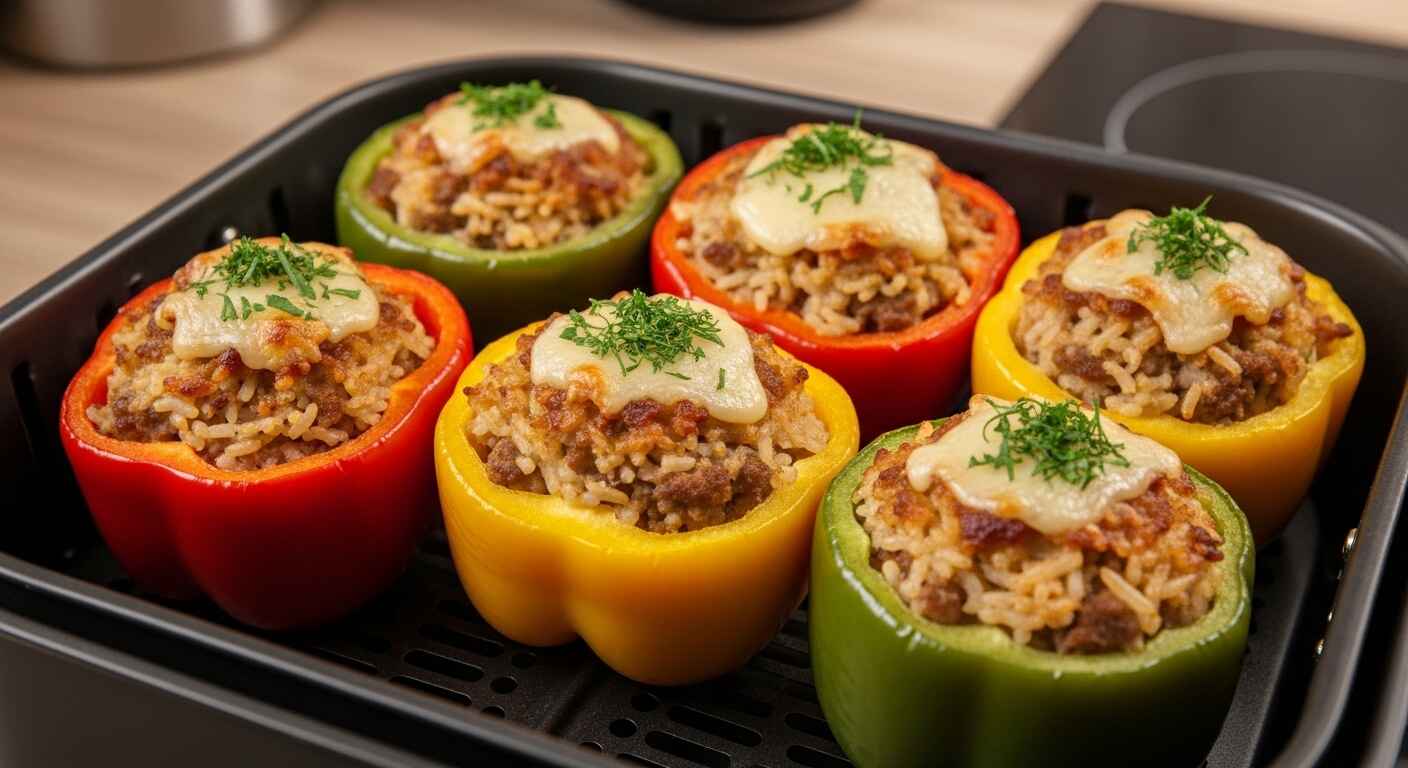 Gefüllte Paprika mit Hackfleisch und Reis im Airfryer