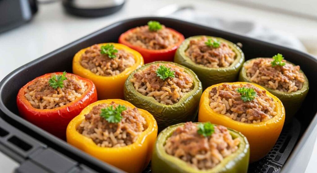 Gefüllte Paprika mit Hackfleisch und Reis im Airfryer
