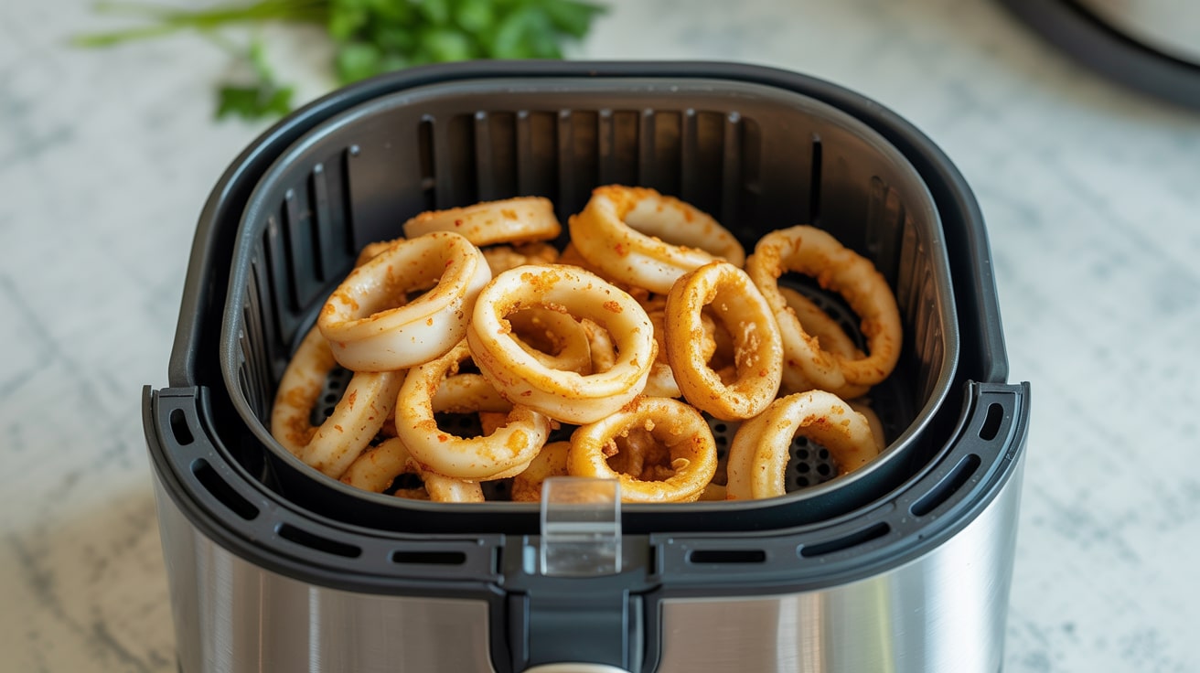 Knusprige Tintenfischringe im Airfryer